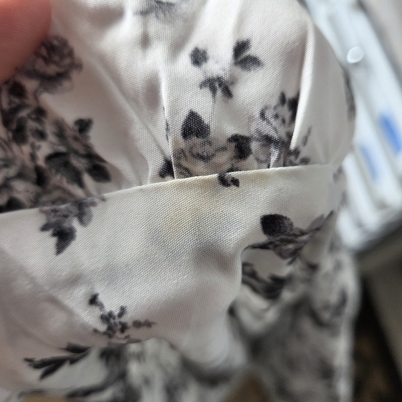 Black White Floral Milkmaid Dress Square Neck Renaissance Renfair Cottagecore S - Picture 7 of 13